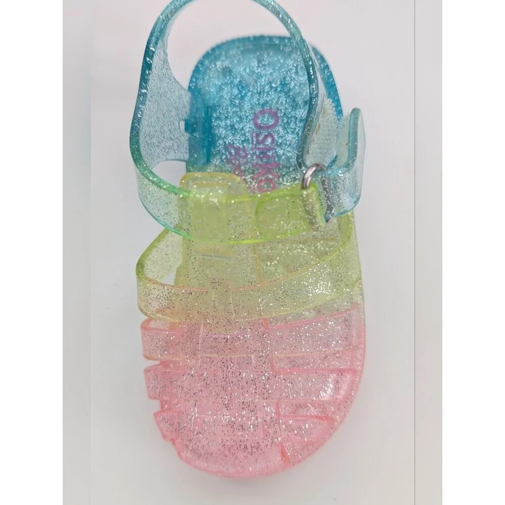OshKosh B'gosh Baby (Size 4) Glitter Jelly Sandals in Pastel Rainbow Colors